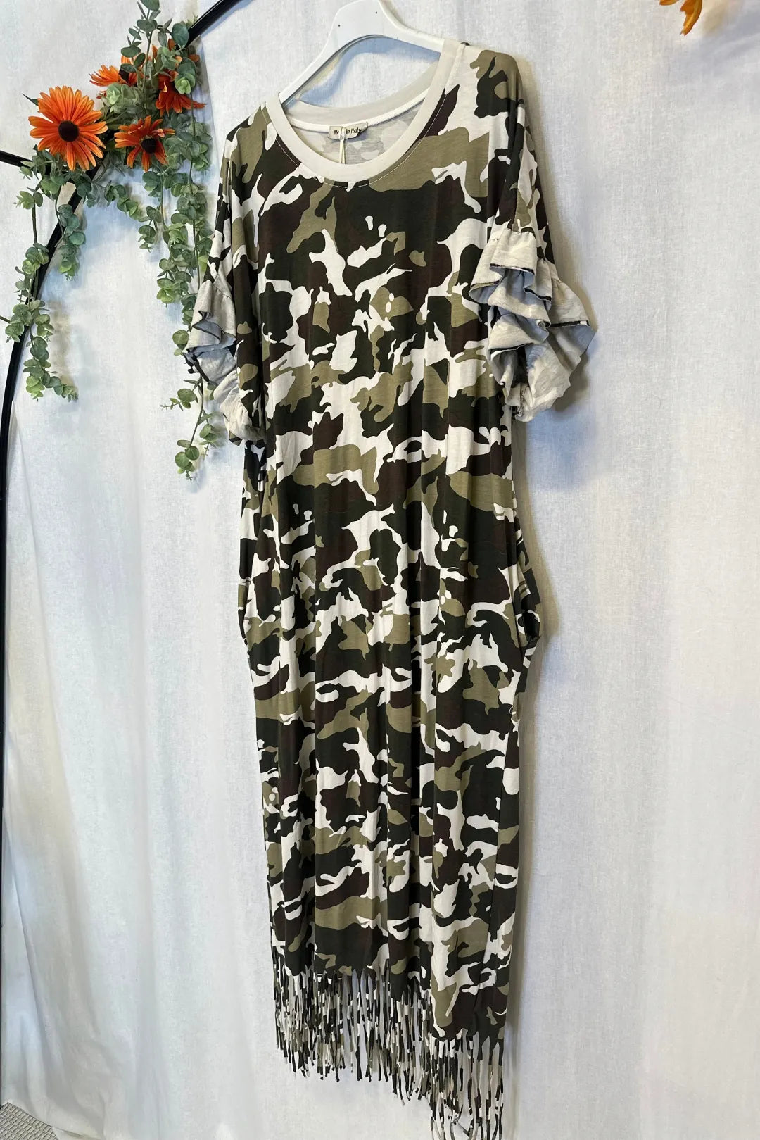 Camo mekko frillahihalla - Elisa