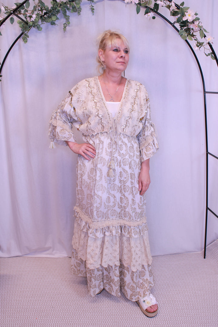 Luonnonvalkoinen pitkä mekko - Veera