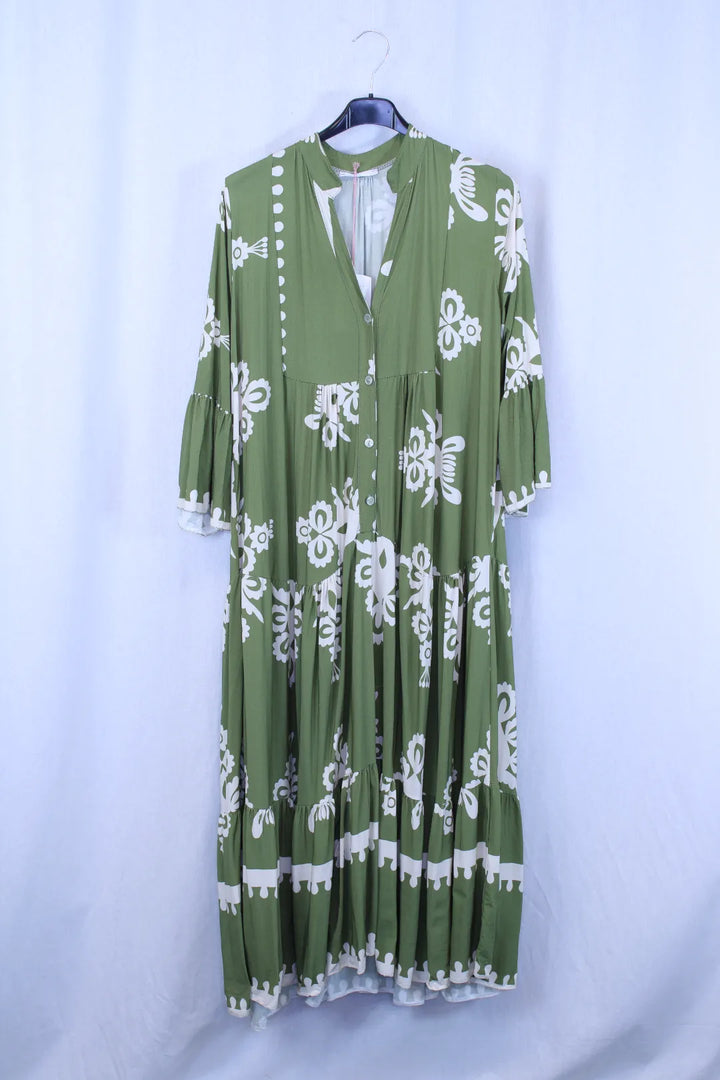 Kuvioitu pitkä mekko XL Mimosa