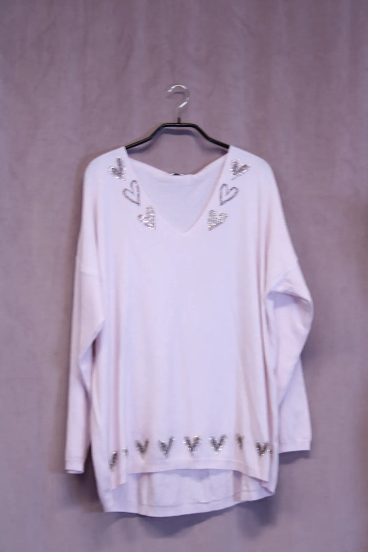 Neule kimallesydämillä Mia