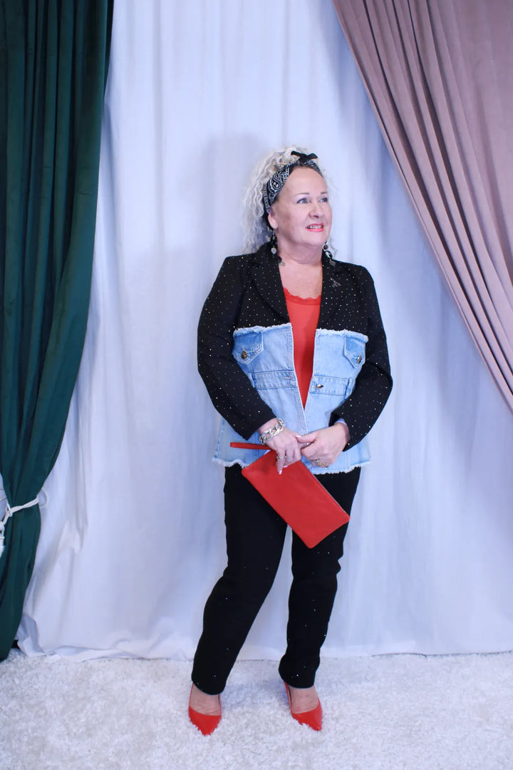 Kimaltava farkkujakku Anna