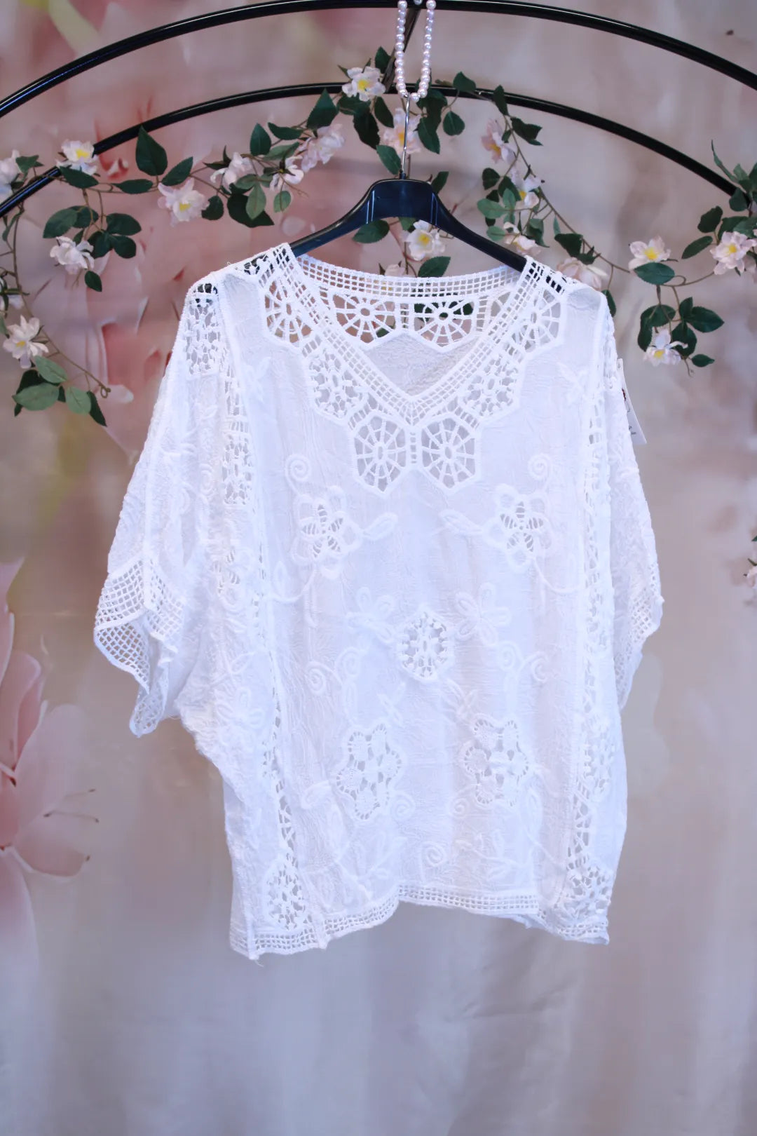 Pitsikirjailtu puuvillapusero - Eila