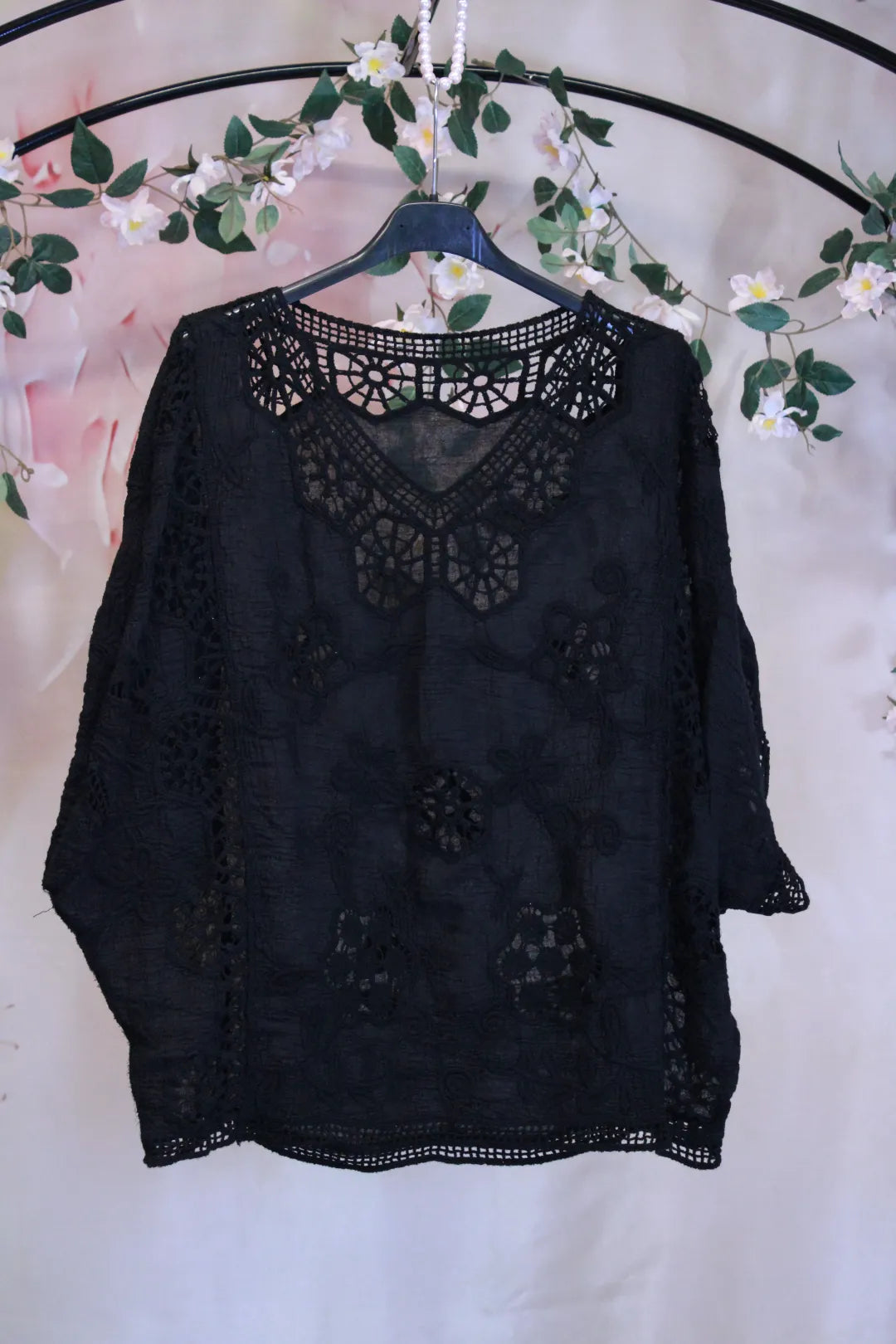 Pitsikirjailtu puuvillapusero - Eila