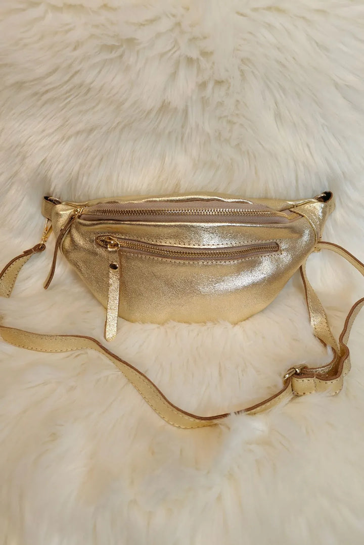 Kultainen vyölaukku Rosalia - nahkaa