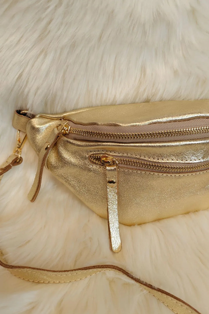 Kultainen vyölaukku Rosalia - nahkaa