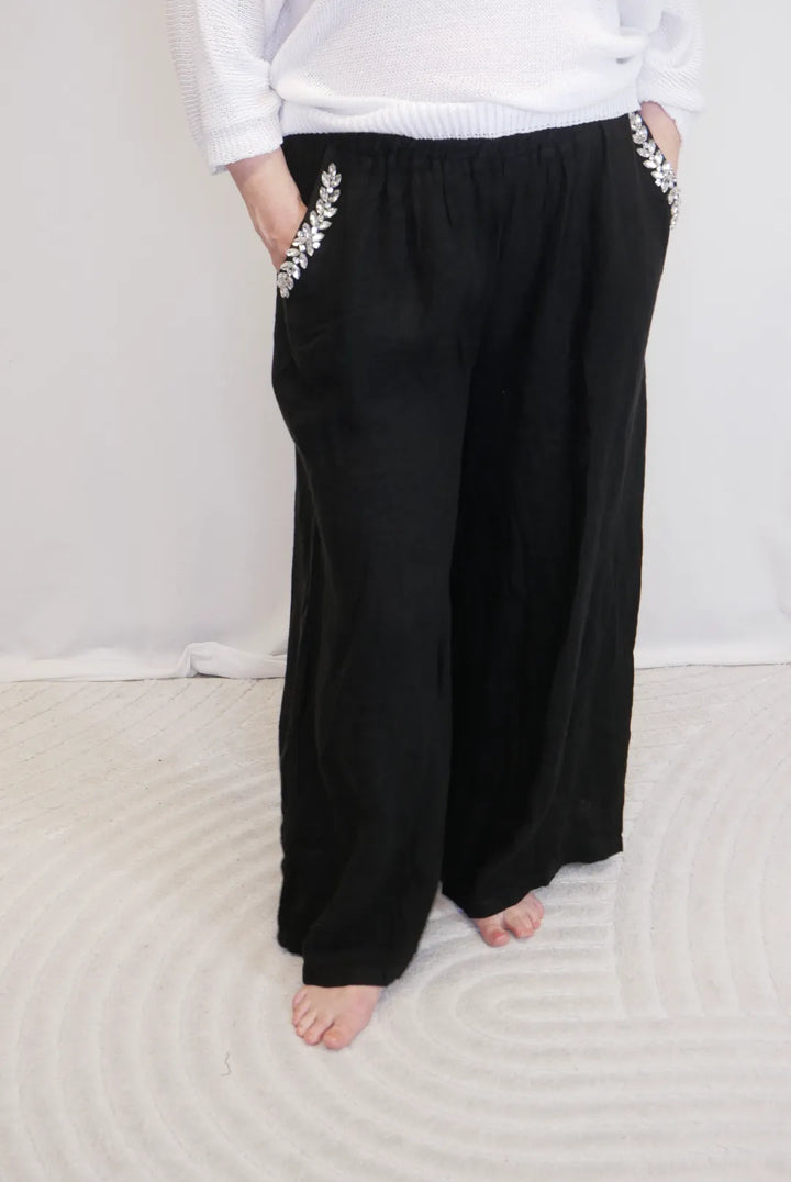 Pellavahousut timanteilla 38-42 Hillevi