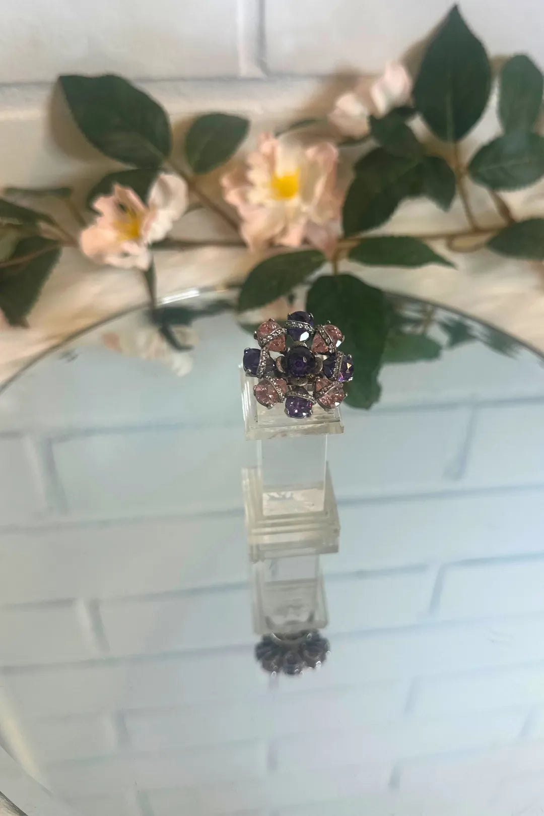 Vintage hopea sormus - Violetti  koko 16,5