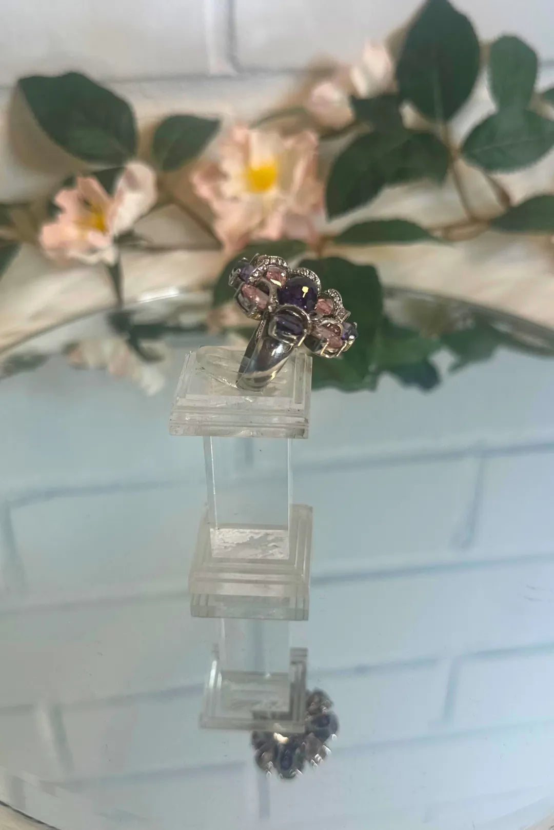 Vintage hopea sormus - Violetti  koko 16,5